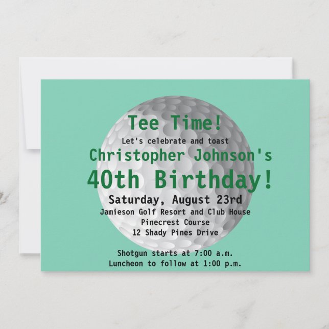 Convite de festas de Golfe Verde Golfe Golfe (Frente)