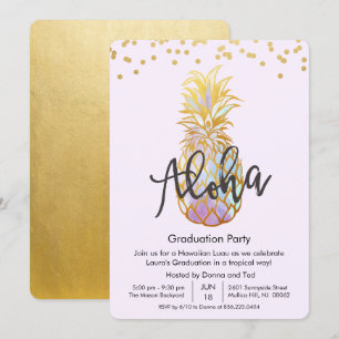 Convite de festas de Graduação Aloha Luau