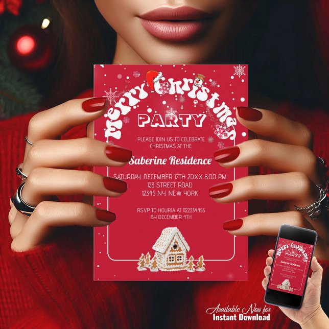 Convite de festas de Grafite de Natal Red Merry (Criador carregado)