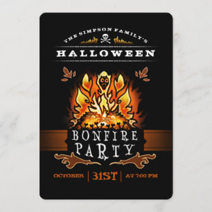 Convite de festas de Halloween Bonfire