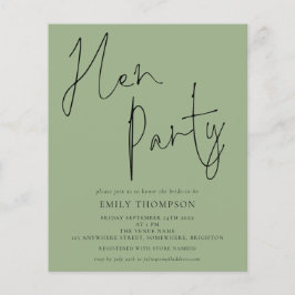 Convite de festas de Hen Verde do Script de Orçame