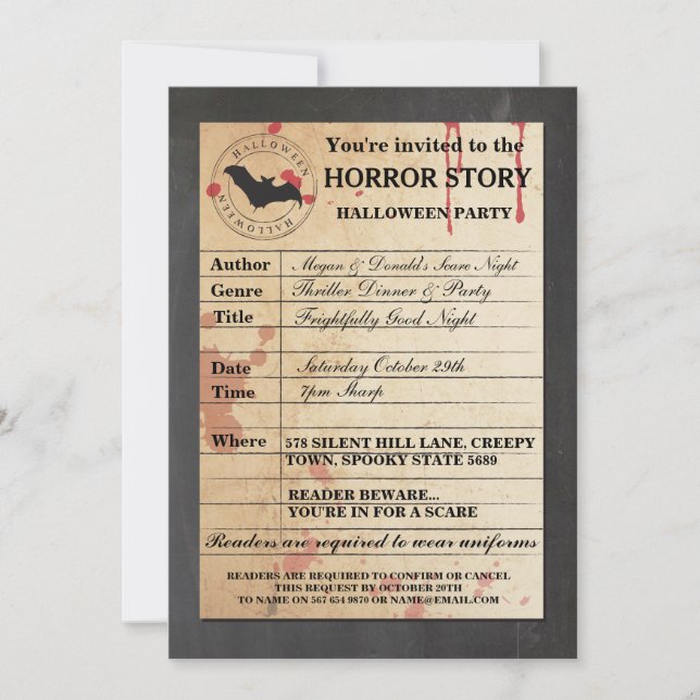 Convite de festas de História de Formulário de Car (Frente)