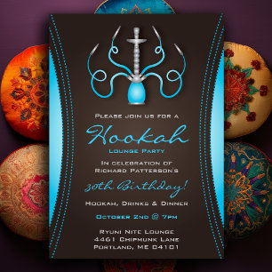 Convite de festas de Holi Hookah Azul