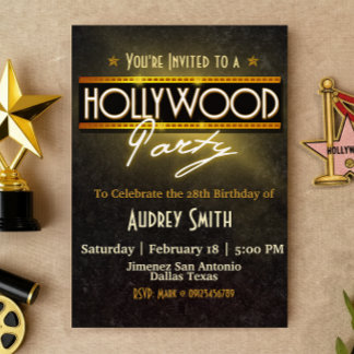 Convite de festas de Hollywood