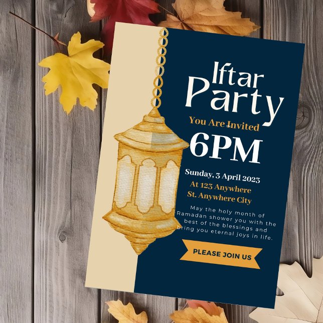 Convite de festas de Iftar Ramadã Azul Suave (Criador carregado)
