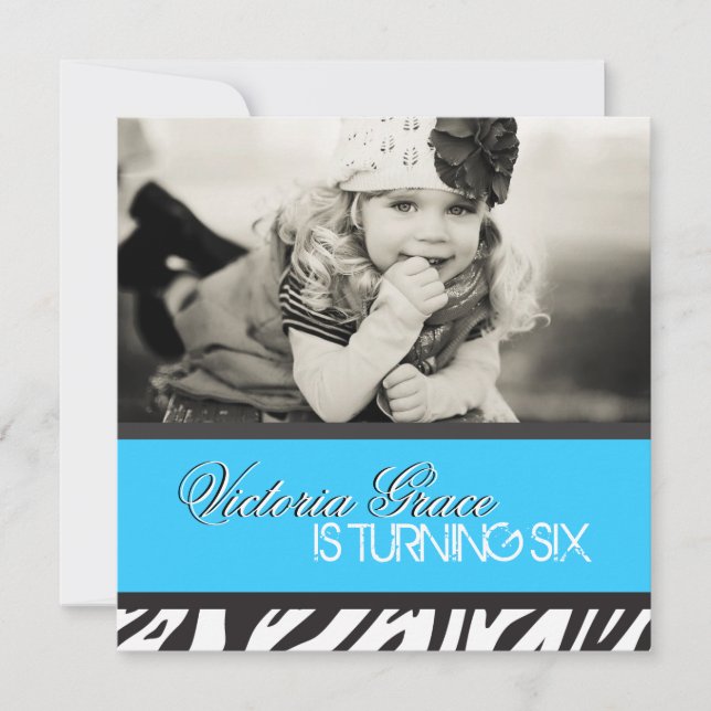 Convite de festas de Impressão Zebra (Frente)