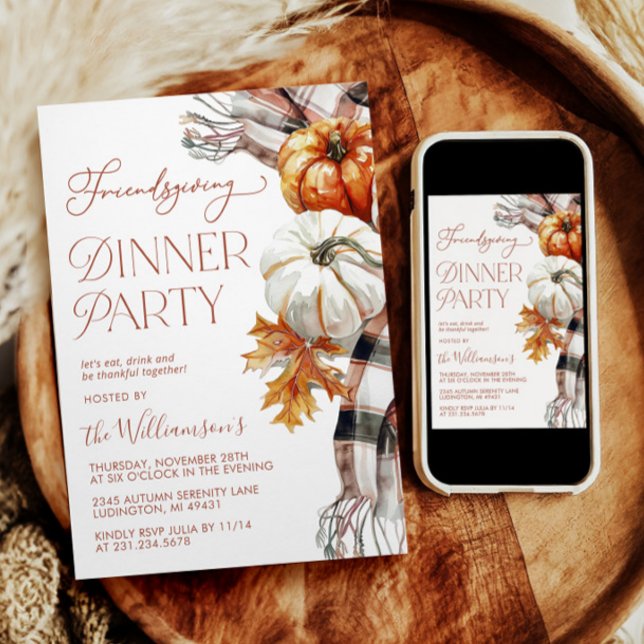 Convite de festas de Janto de Amizade (Friendsgiving Dinner Party Invitation)