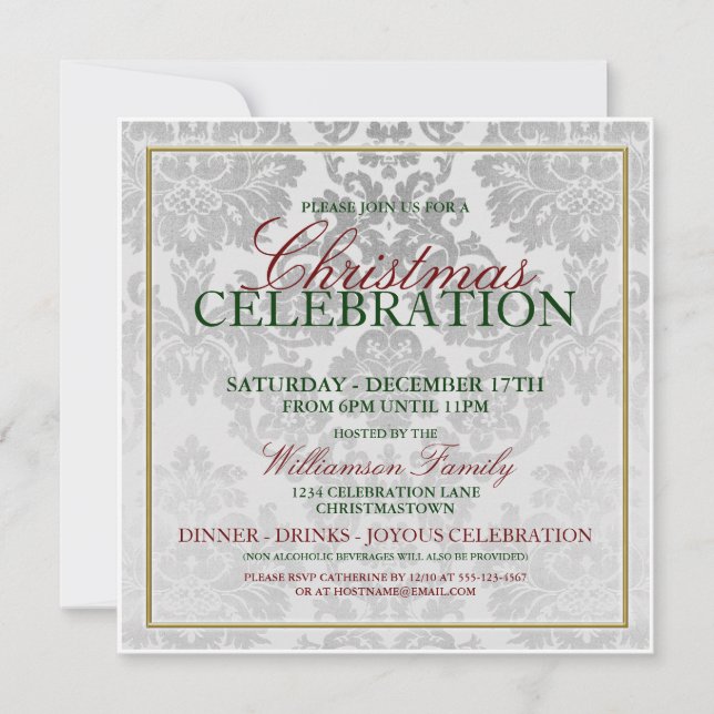 Convite de festas de Janto de Celebração de Natal (Frente)