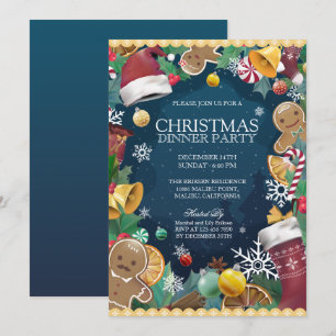 Convite de festas de Janto de Natal Adorável e Div