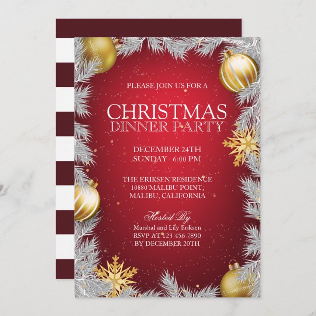 Convite de festas de Janto de Natal Elegante (Frente/Verso)