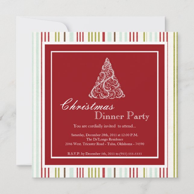 Convite de festas de Janto de Natal Elegante (Frente)