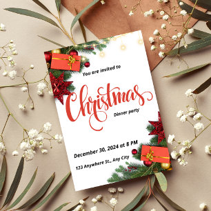 Convite de festas de Janto de Natal Elegante
