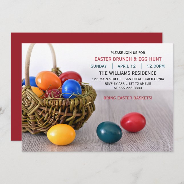 Convite de festas de Janto de Páscoa de Ovo de Pás (Frente/Verso)