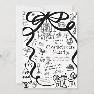 Convite de festas de Janto Desenho de Mão Whimsica