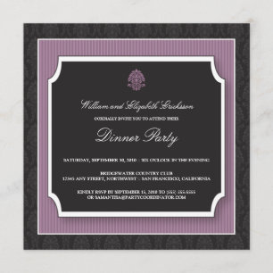 Convite de festas de Janto do Damask Elegante (rox