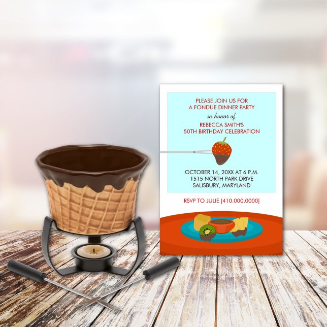 convite de festas de Janto Fondue de 50º aniversár (Criador carregado)