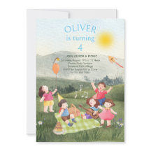 Convite de festas de Jardim do Picnic de aniversár