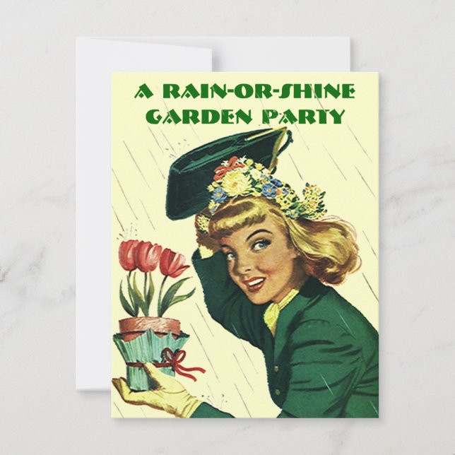 Convite de festas de Jardim Retroativo ~ Fácil de  (Frente)