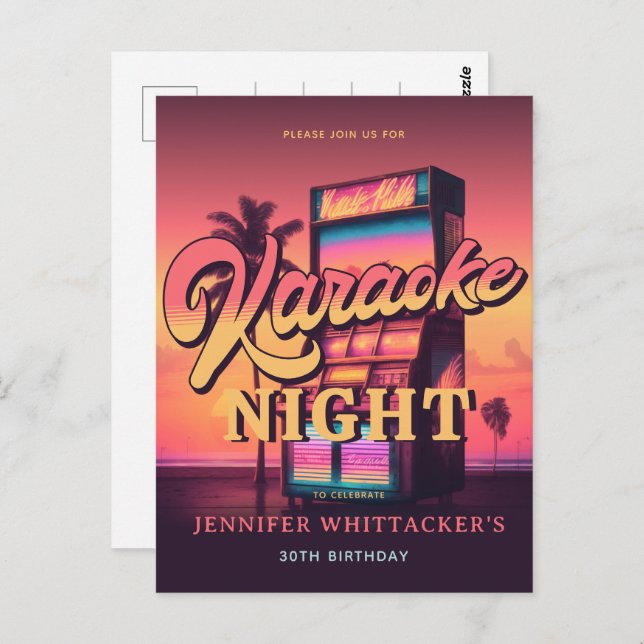 Convite de festas de Karaoke aniversário de 30 ano (Frente/Verso)