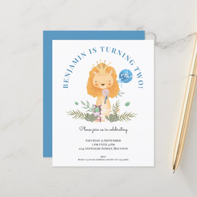 Convite de festas de Leões do segundo aniversário  (Frente/Verso In Situ)