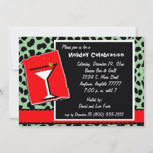 Convite de festas De Leopardo Vermelho E Verde Mar