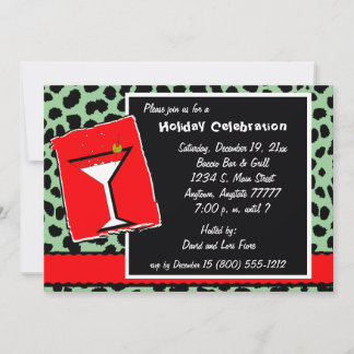 Convite de festas De Leopardo Vermelho E Verde Mar