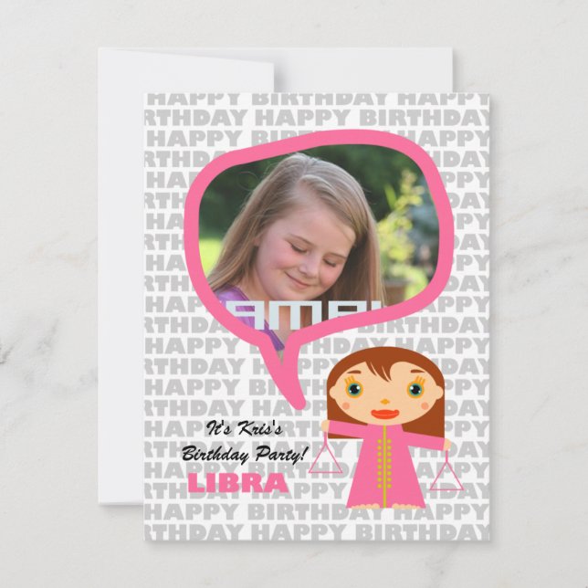 Convite de festas de Libra Infantil com Foto (Frente)