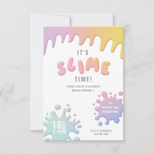 Convite de festas de lodo arco-íris (Frente)