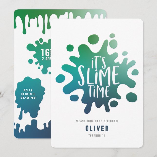 Convite de festas de lodo arco-íris (Frente/Verso)