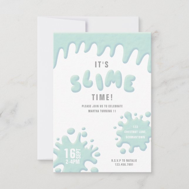 Convite de festas de lodo azul-turquesa (Frente)