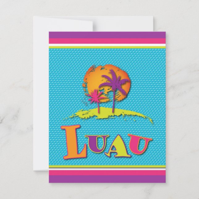 Convite de festas de Luau:4.25 x 5.5 cm (Frente)