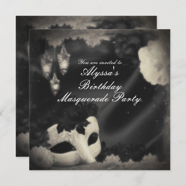Convite de festas de máscara de Mascarada de Vinta (Frente/Verso)