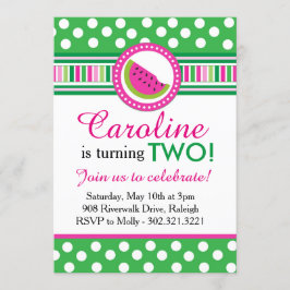 Convite de festas de Melancia bolinhas (rosa/verde