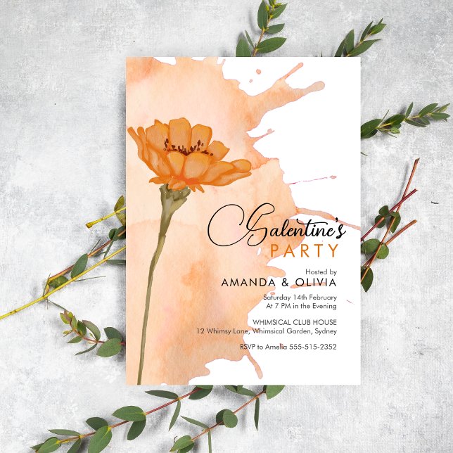 Convite de festas de Modern Trendy Floral Galentin (Criador carregado)