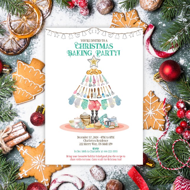 Convite de festas de Natal (It's all things baking this holiday season with this Christmas Baking Party Invitation.)