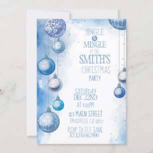Convite de festas de Natal Azul