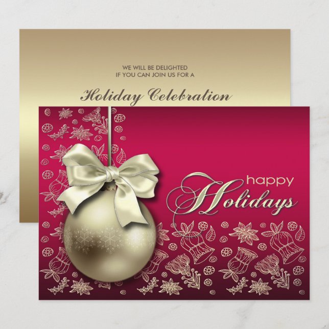 Convite de festas de Natal Bauble (Frente/Verso)