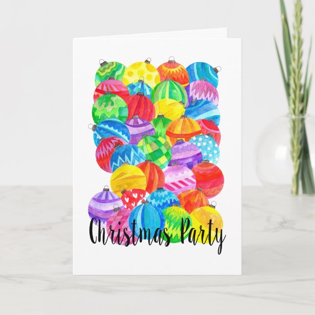 Convite de festas de Natal, bolhas de aquarela (Frente)