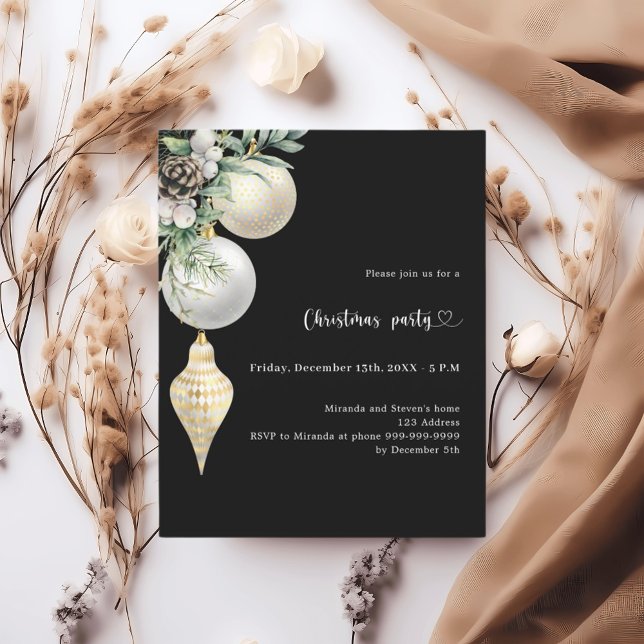 Convite de festas de Natal branco-preto (Criador carregado)