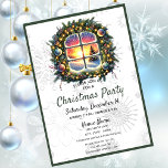Convite de festas de Natal Chic Winter Wonderland<br><div class="desc">Festa natal ou em qualquer momento durante o período de férias de inverno com estes convites que lhe permitem reformular a palavra para o seu evento único. Acabar com seus convites personalizados para o Natal / Férias será uma aquarela lúcida toda verde, moldando uma janela cheia de um pôr do...</div>