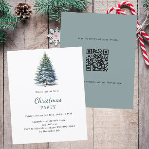 Convite de festas de Natal com código QR de neve e