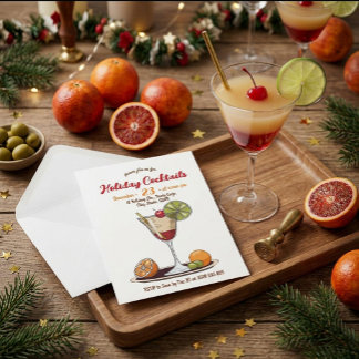 Convite de Festas de Natal com Drinks de Férias Re