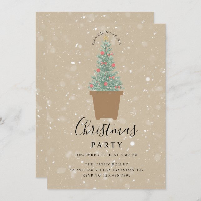 Convite de festas de Natal com marca personalizada (Frente/Verso)