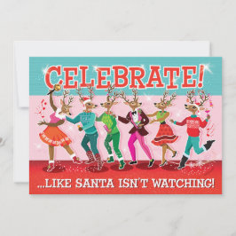 Convite de festas de Natal Conga, Reindeer Dançant