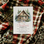 Convite de festas de Natal Cozy Winter Cabin<br><div class="desc">Convite de festas de Natal Cozy Winter Cabin - com uma cabana rústica,  de cor d'água,  no bosque,  todos descansados durante o feriado.</div>