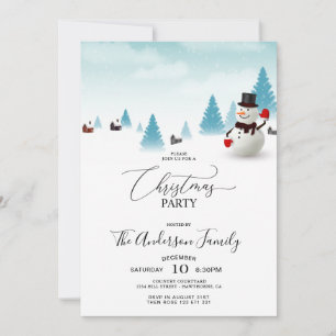 Convite de festas de Natal Cute Snowman