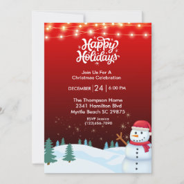 Convite de festas de Natal Cute Snowman