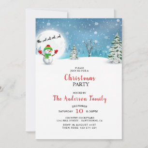 Convite de festas de Natal Cute Snowman
