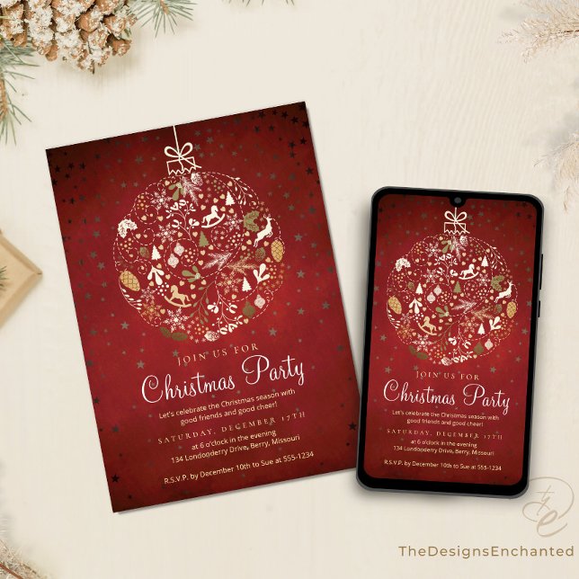Convite de festas de Natal da Celebração de Férias (Christmas Party Invitations, Holiday Celebration announcement Cards by TDE)