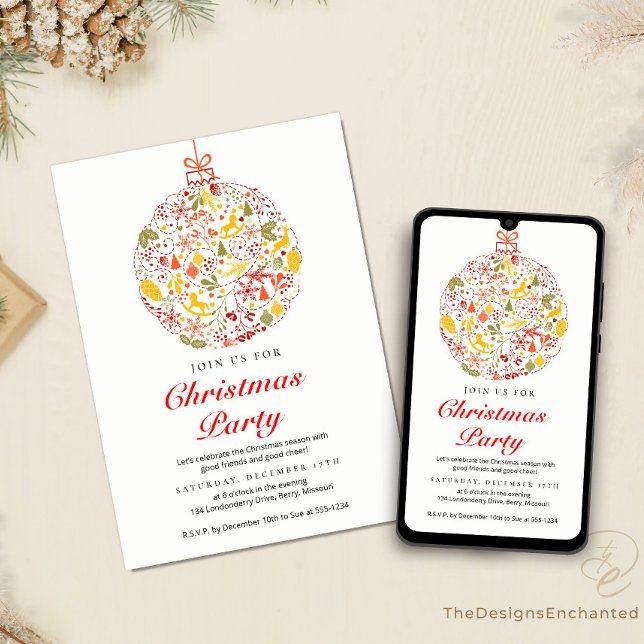 Convite de festas de Natal da Celebração de Férias (Christmas Party Invitations, Holiday Celebration announcement Cards by TDE)
